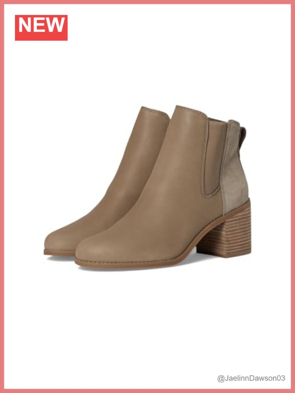 TOMS Evelyn Chelsea Ankle Boots Leather Block Heel Pull-On